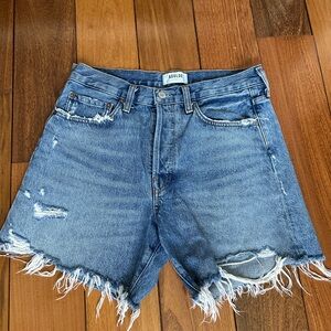 Agolde Parker long Frayed Hem Jean Shorts - Blue